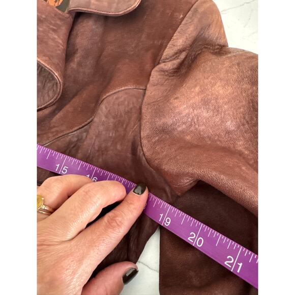 Ruggadier Vintage Brown Leather Double Breasted Blazer Jacket - Women’s Small - Picture 7 of 7